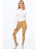 Mustard denim trousers with abrasions 555 - Online store - Boutique